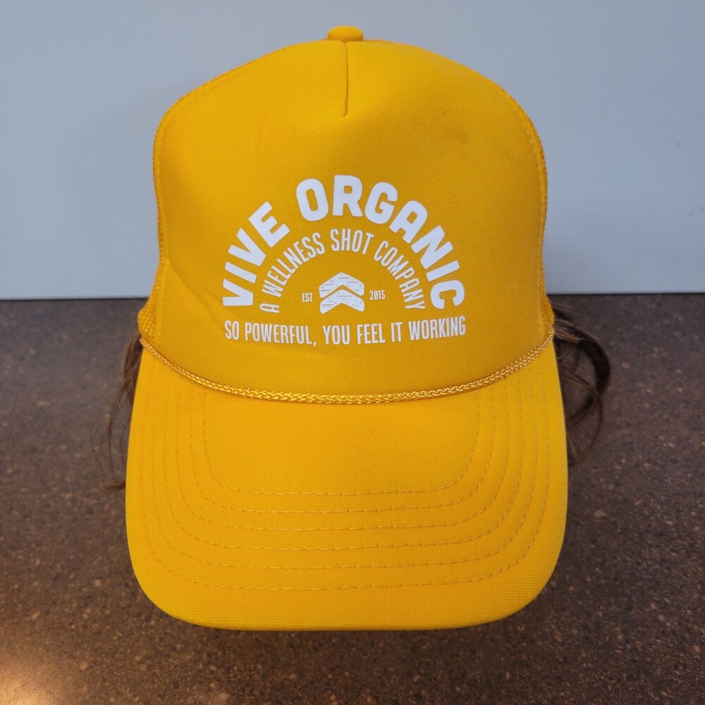 Otto Vive Organic Trucker Hat Mens One Size Yellow Rope Brim Mesh Snapback Cap